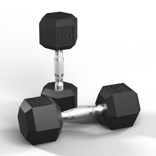 GRETERST Hex Dumbbells Set Rubber Coated Hand Weights Exercise & Fitness for Home Gym Workouts Weight Strength Training, Set of 2, Black, 20LB