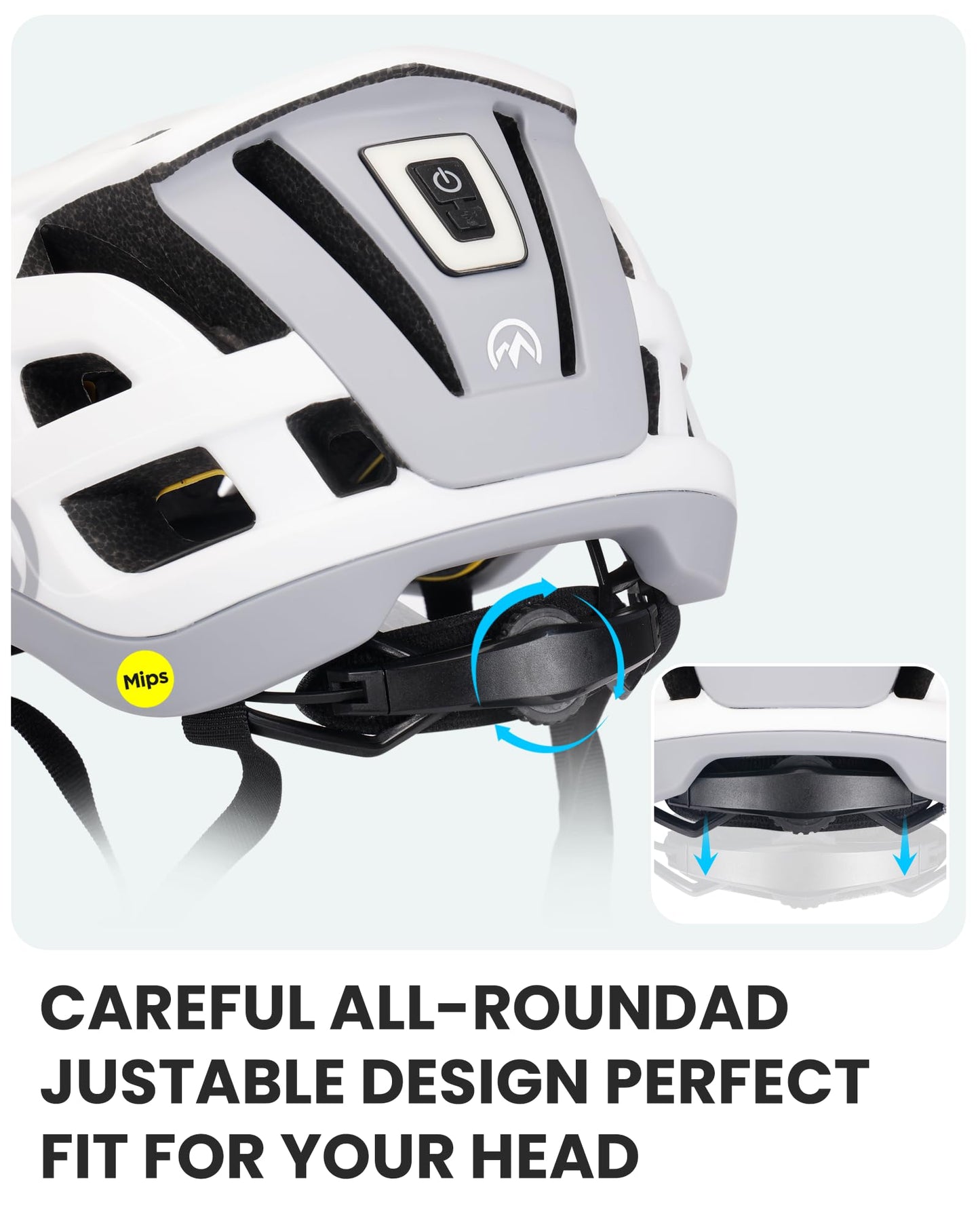 OutdoorMaster Gem II MIPS Bike Helmet with Light - Lightweight Cycling Helmet,Mountain Road Bicycle Helmet for Youth & Adult