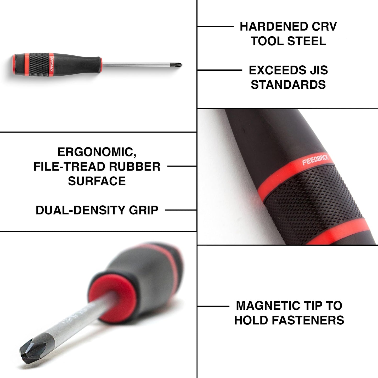 FEEDBACK SPORTS | #2 Philips JIS Screwdriver | Magnetic Tip Holds Screws | Ergonomic Dual Density Overmolded File Tread Rubber Grip