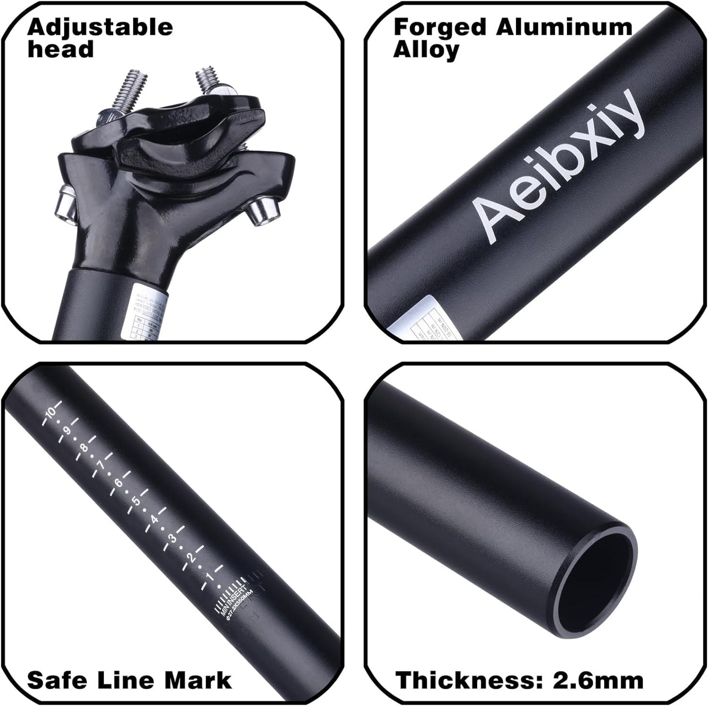 Aeibxiy Bike SeatPost 27.2mm 30.9mm 31.6mm Aluminum Alloy 350mm Bicycle Seat Post for Mountain Road Bikes BMX