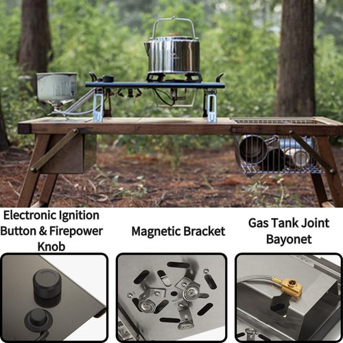Naturehike Desktop & Embed Folding Single-Burner Gas Stove,13,648BTU Portable Gas Stove with Carrying Handle, Electronic Ignition Outdoor Camping Cooking Stove