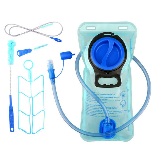 Rintifia Hydration Bladder Reservoir BPA Free PEVA Water Bladder for Hiking Hiking Backpack Biking and Camping Outdoor Backpack Reservoirs (Blue set-2L)