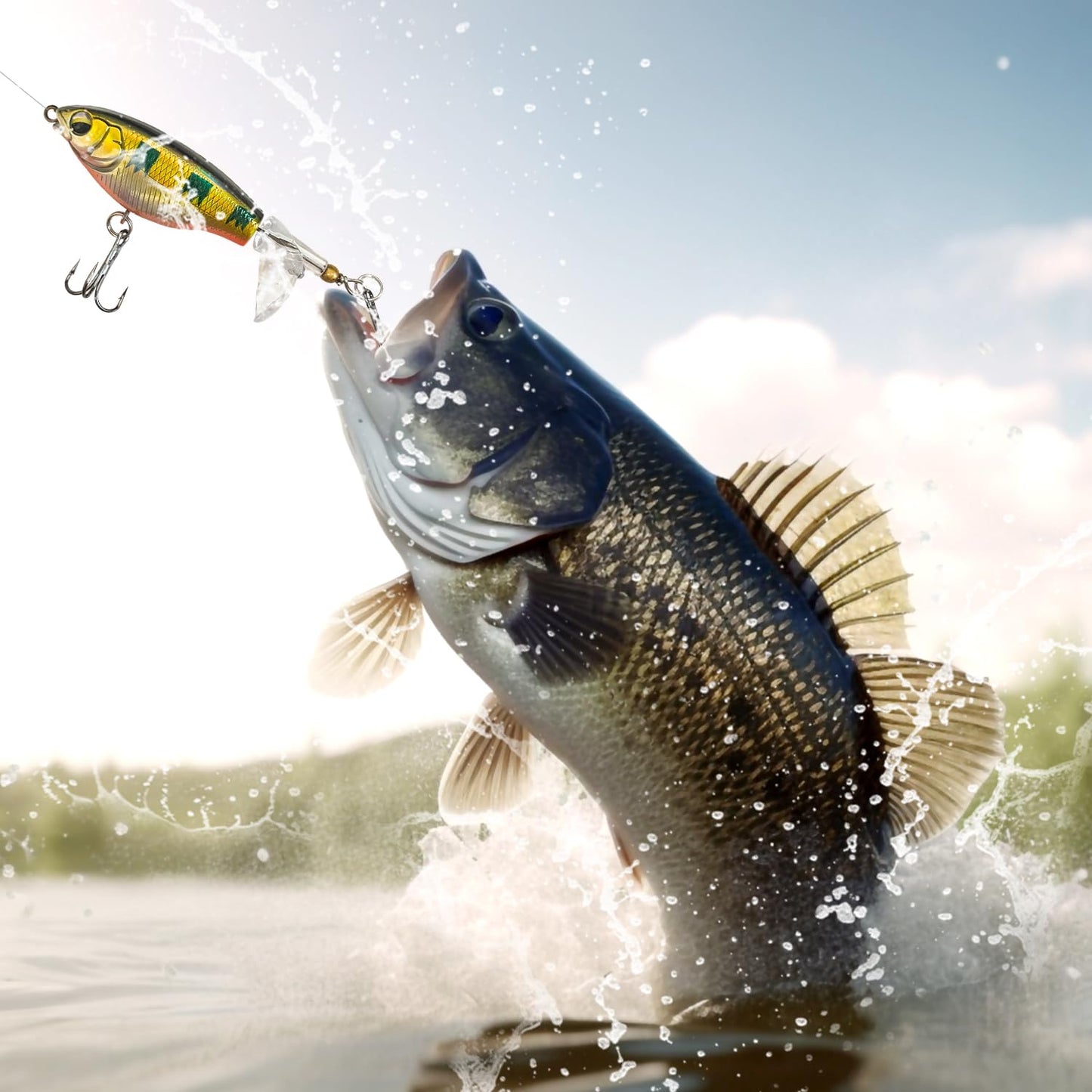 Fishing Lures Kit, 10 PCS Top Water Fishing Lures with Propeller, Soft Plastic Fishing Hooks for Freshwater or Saltwater, 6g and 7g