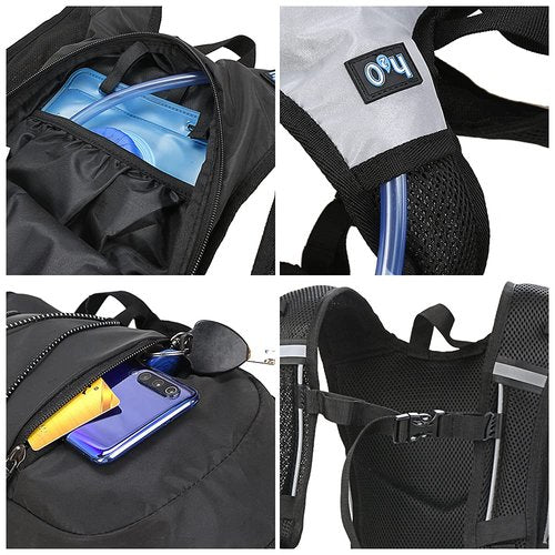 RUSUO Bike Pannier,8L High Visibility Reflective Cycling Hydration Backpack Outdoor Sports Running Hiking Backpack Travel Daypack Shoulder Bag