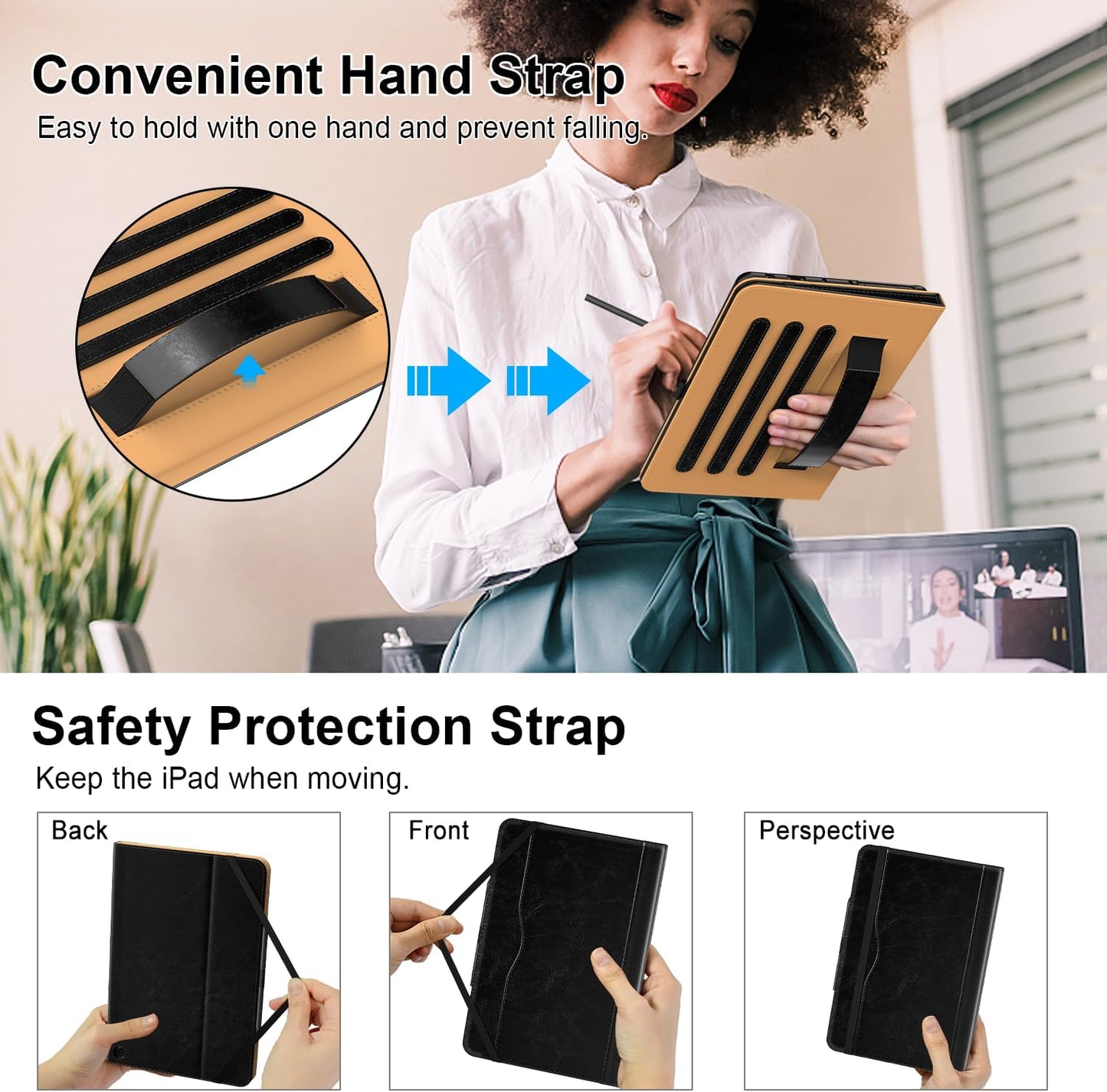 for 10 Tablet Case (13th/11th Generation 2023/2021 Released), PU Leather Folio Cover with Multi-Angle Stand/Pen Holder, Auto Wake/Sleep for 10/10 Plus, Black