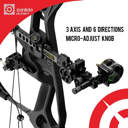 Sanlida Dragon 10 Advanced 3 Pin Hunting Bow Sight, Highly-Visible Micro-Adjustable Hunting Compound Bow Sight for Right Hand