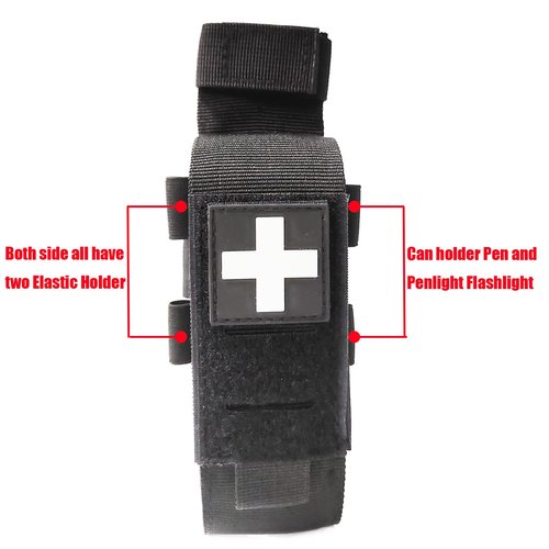 Laser Cut Tactical Molle Tourniquet Pouch TQ Holder Tourniquets Holster IFAK TQ Tourniquet Case Trauma Medical Shear Pouch Pen and Penlight Holder (Black Set 1)