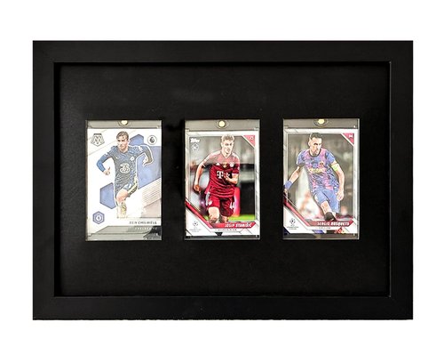 Photo Frame,Baseball Display Card Box,Sports Trading Card Display Stand,Star Card Display Box,3 Standard Trading Cards Display Card Box,Made of Solid Wood,Covered HD Glass Doors,with UV Protective,