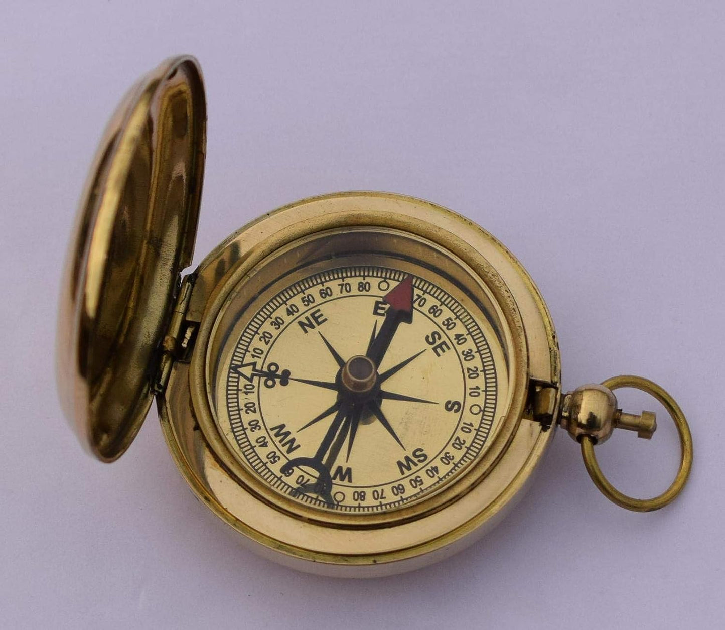 Antique Brass Compass Push Button Pocket Compass Nautical Navigation Tool for Outdoor Camping Travelling & Hiking