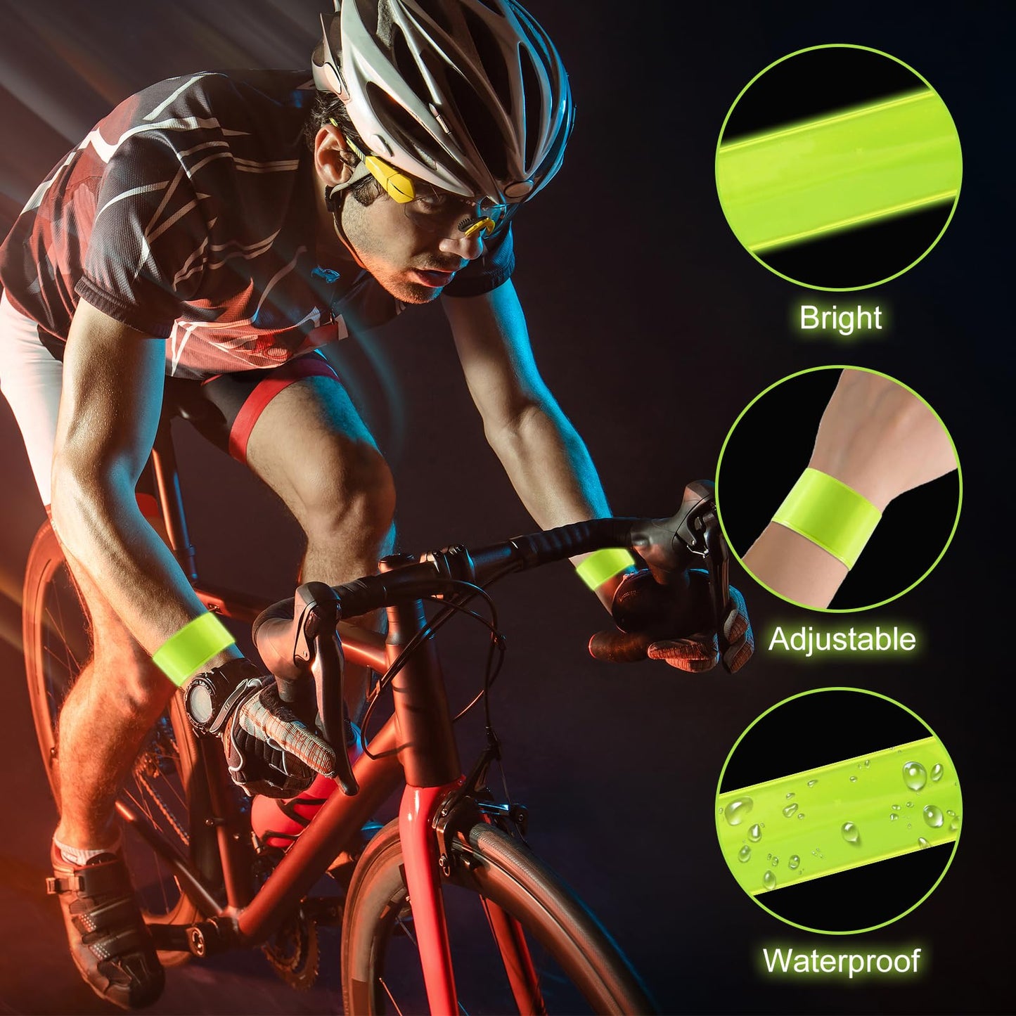 40 PCS Reflective Slap Bands,Reflector Snap Bands Fluorescent Slap Armbands Reflector Strips High Visibility Slap Safety Bands for Children Adults Boys and Girls When Cycling Running Jogging