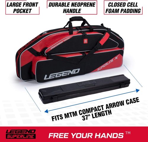 Legend Superline Soft Bow Case for Compound Bow - Thick Padded Compound Bow Case with Backpack & Shoulder Straps, Multiple Pockets, Arrow Tube Holder - Archery Bag for Gear & Accessories - 44"