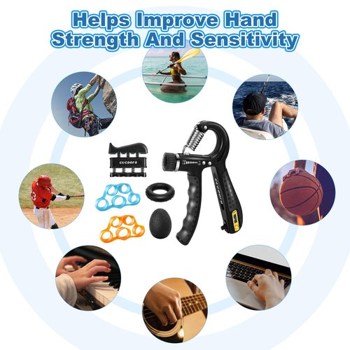 CUCDOFO 6 Pack Grip Strength Trainer Set Adjustable Hand Gripper with Counter,(XL) Finger Strengthener,Grip Trainer & Hand Grip Strengthener for Muscle Building,Injury Recovery,Improve Grip Gtrength