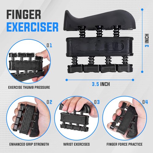 EcoVenture- Grip Strength Trainer Set (5 Piece), Forearm Strengthener, Forearm Adjustible Trainer Grip Exercise, No Slip, Adjustable Resistance