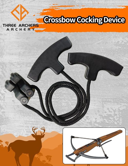 THREE ARCHERS Crossbow Cocking Device T Handle Rope Cocker Crossbow String Puller Tool (Black)