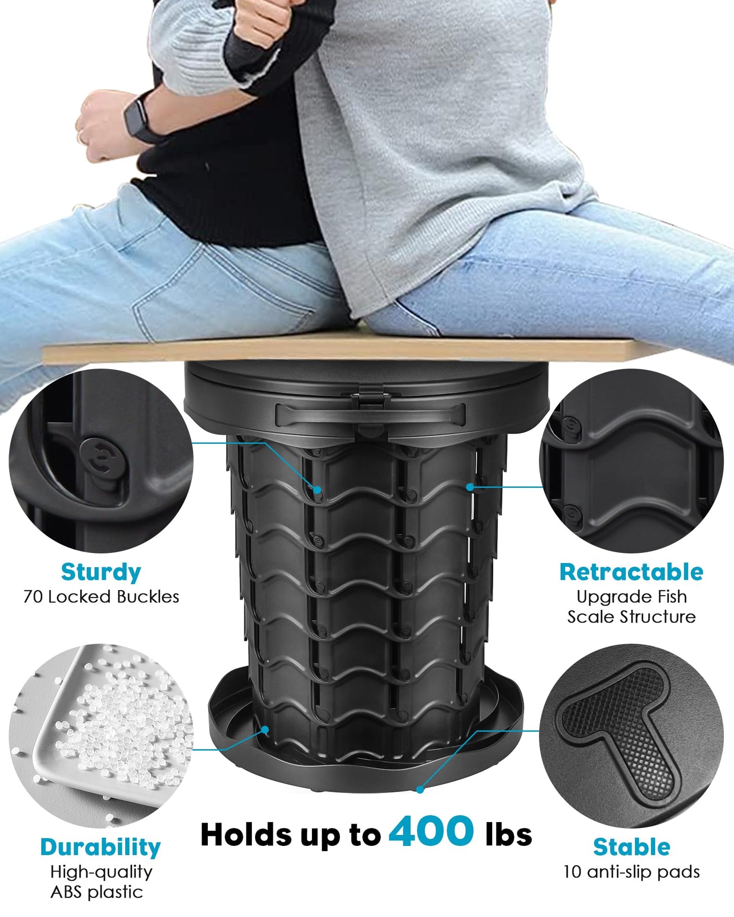 Aboutool 2 Pack Portable Toilet for Adults, Adjustable Height Camping Toilet, Emergency Toilet for Car, Travel, Camping, and Hiking, Comfortable Portable Potty for Adults with 20 Bags