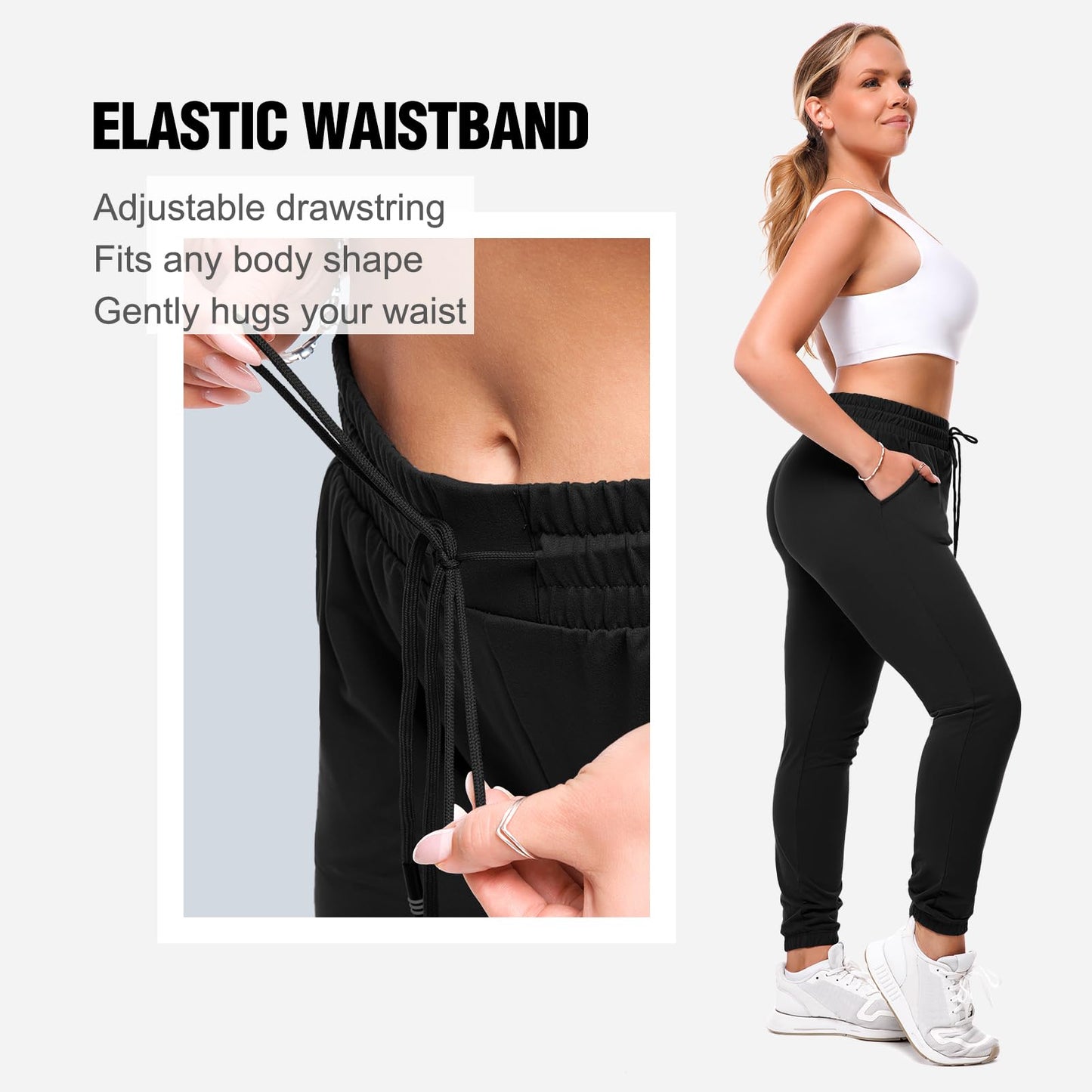 SINOPHANT Joggers for Women with Pockets Drawstring Sweatpants for Lounge Gym Yoga Black S