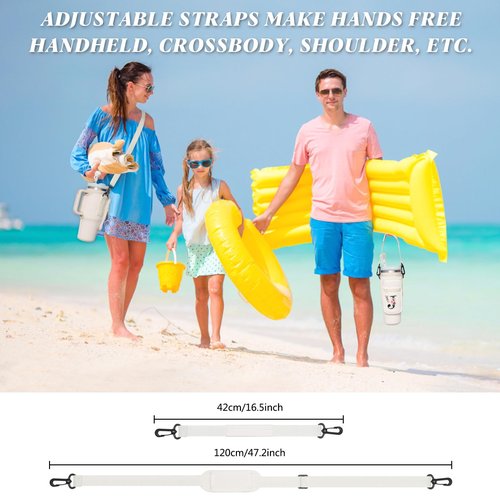 Sunegg Water Bottle Carrier Bag for Stanley 40 oz Tumbler with Handle, Water Bottle Holder Pouch with Phone Pocket, Straw Cover & Adjustable Strap, Accessories for Stanley Cup(Cream L)