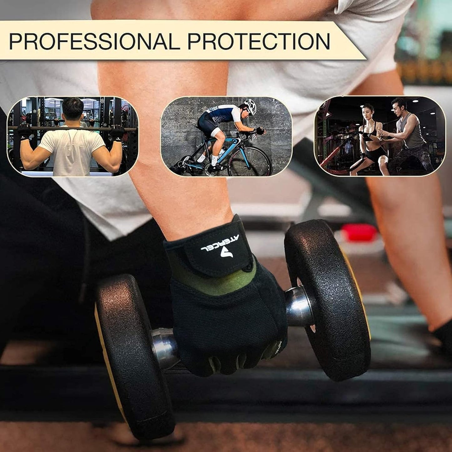 ATERCEL Workout Gloves for Men and Women, Exercise Gloves for Weight Lifting, Cycling, Gym, Training, Breathable and Snug fit