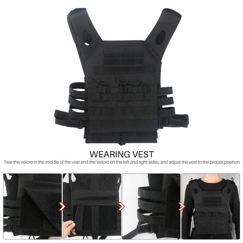 Edaick Tactical Outdoors Vest,Adjustable Security Training Vest Quick Release Lightweight Airsoft Tactical Chest Protector with Detachable EVA Guard for Outdoor Training Hunting Gaming
