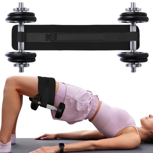 NexFit Hip Thrust Belt for Dumbbells, Kettlebell & Plates – Adjustable Hip Thrust Belt for Weights, Slip-Resistant Glute Trainer | Universal Fit 23.5"-60" Waist, For Gym, Home & Travel Workout