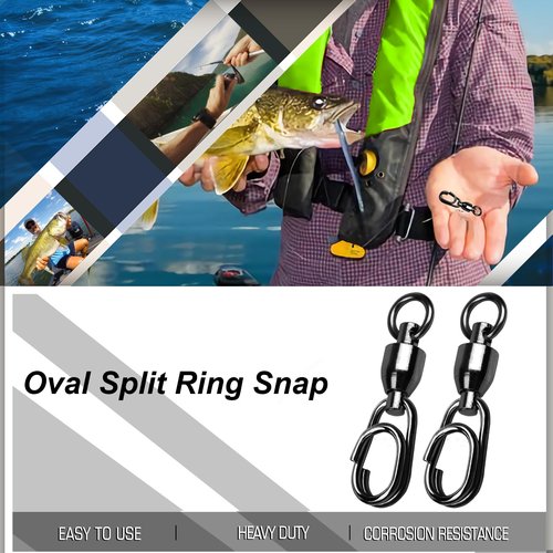 QISHUO High Strength Fishing Swivel Steel Ball Bearing Fishing Swivels Stainless Connector Rolling Snap Swivels Fishing Black Nickel 25pcs 30lbs
