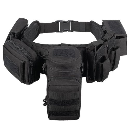 YAKEDA MolleTactical Belt for men-Battle Belt Duty Belt Law Enforcement Utility Belt Police Belt Set 5 PCS (Black)
