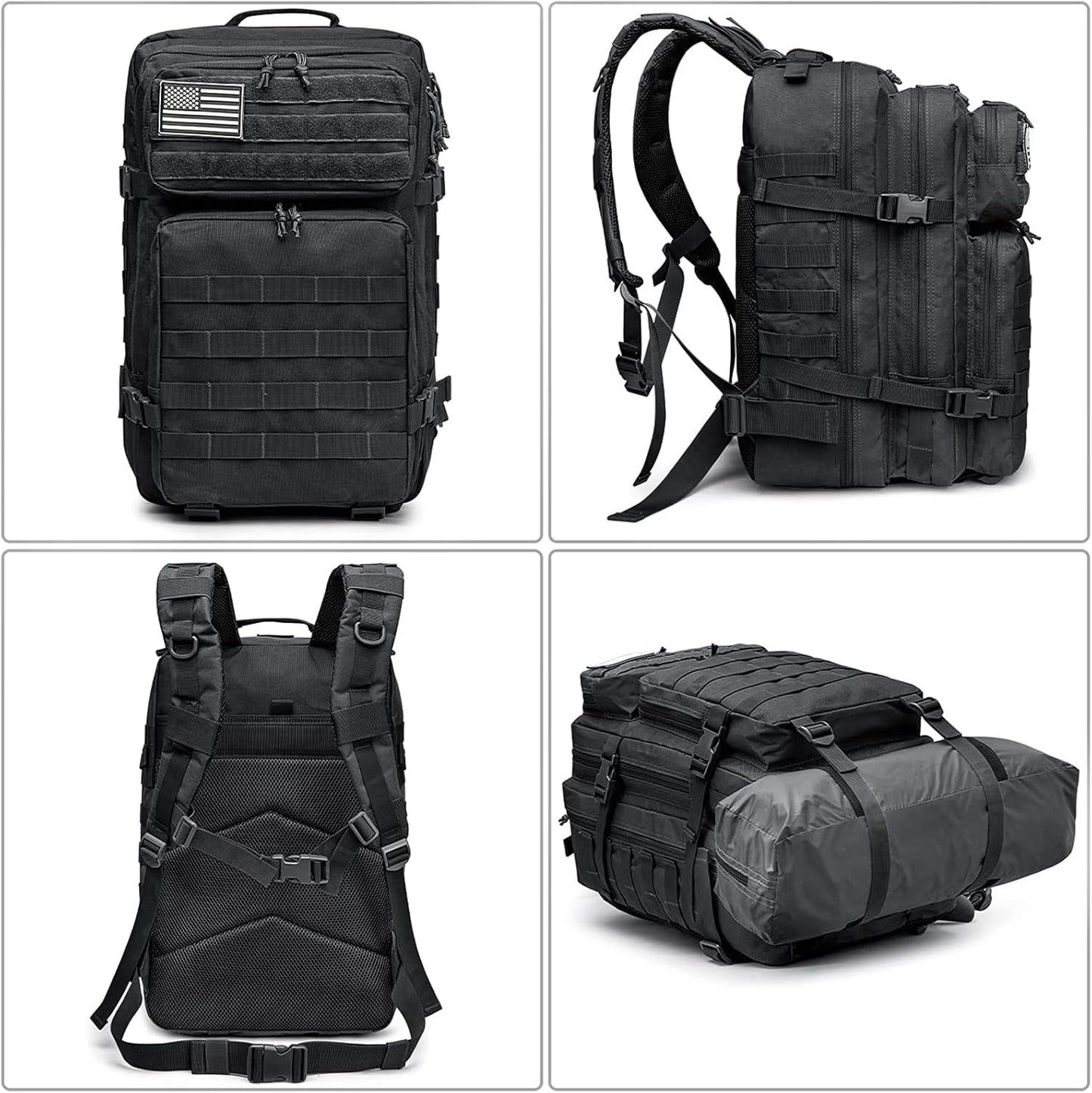 G4Free 45L Military Tactical Backpack 3 Day Assault Survival Molle Pack Bug Out Bag Travel Fishing Backpack Rucksack