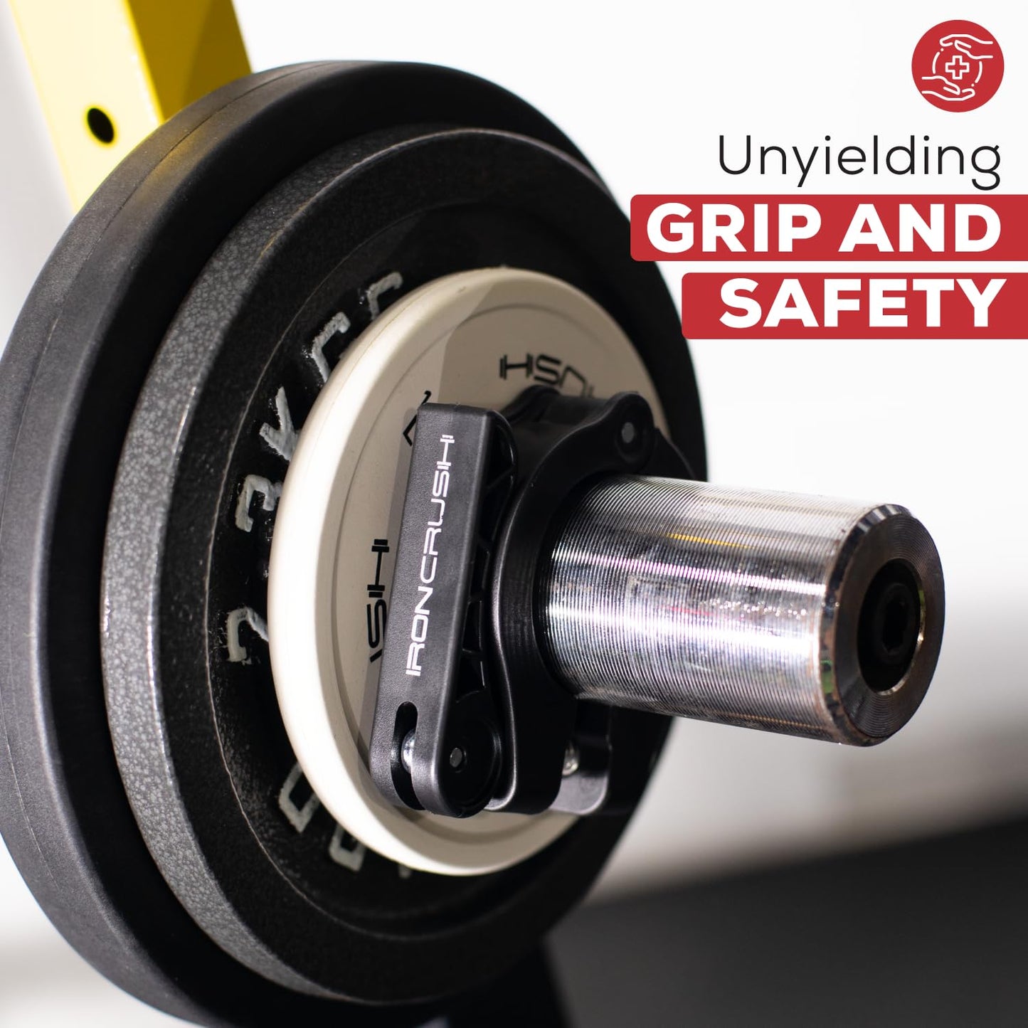 Iron Crush Olympic Barbell Clips - Adjustable & Slim Gym Clamps for Maximum Weight Capacity - Quick Release Barbell Collar Bar Locks for Weight lifting Fitness Training (Black)