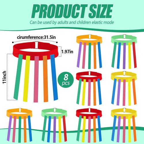 Wettarn 8 Pcs Catch Tail Game Belt Set Field Day Games Catching Equipment for Adults and Kids Ideal for Family Gatherings Parks Reunions Birthday Parties Camping (Red,Orange,Yellow,Green)