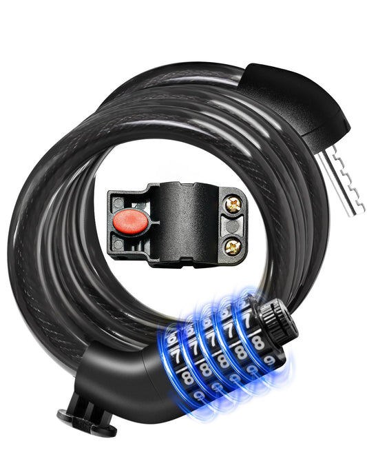 MULTIJOY Combination Lock, Black, Keyless, Resettable, 4 Feet Length, 1/2"Diameter, Waterproof Design