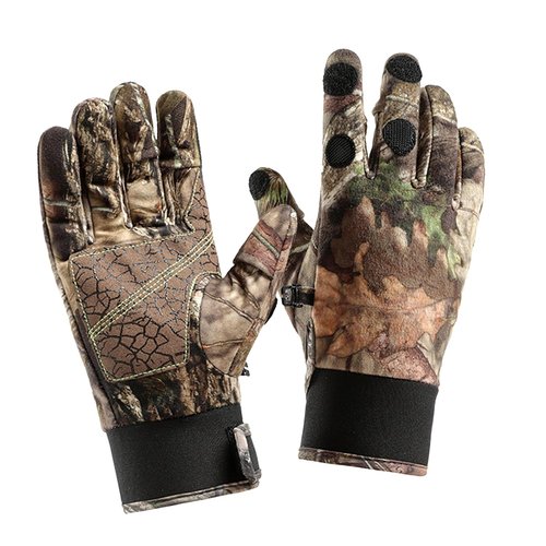 Taeku Camo Gloves Lightweight Full Finger Hunting Camouflage Accessories Pro Anti-Slip Fishing Gloves Archery Accessories Hunting Outdoors (Thickening L)