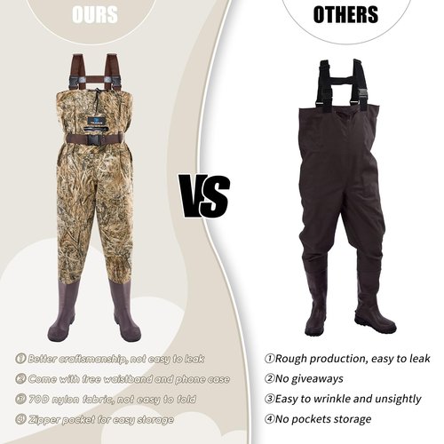 Trudave Chest Waders for Kids with Boots, Waterproof Youth Waiters for Children, Lightweight Waders for Fishing & Hunting