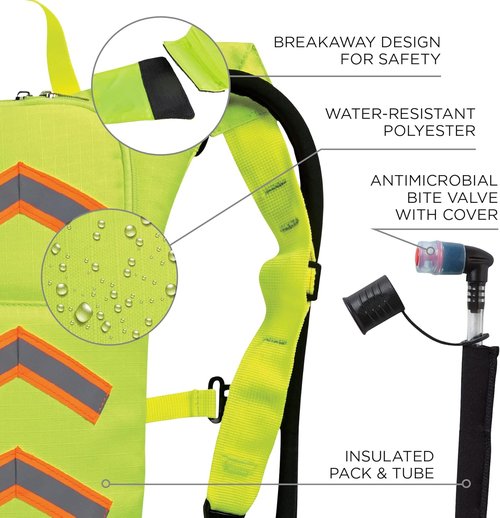 High Visibility Ergodyne Chill-Its 5155HV Hydration Pack - Low Profile, Orange