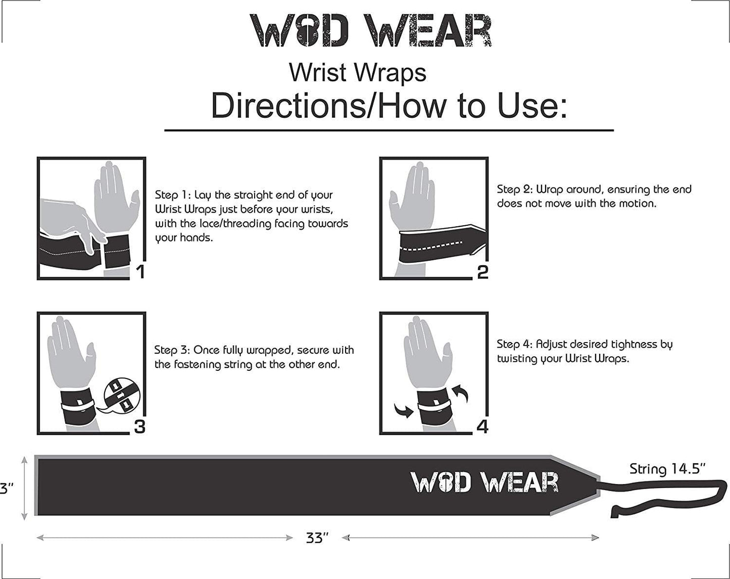 Powerlifting Wrist Wraps for Strength Training & CrossFit - One Size Fits All