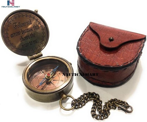Engraved Brass Compass Gift Not All Those Who Wander are Lost Inspirational Travel Quote Compass with Leather Case for Loved Ones, Son, Father, Love, Partner, Spouse, Fiancé.