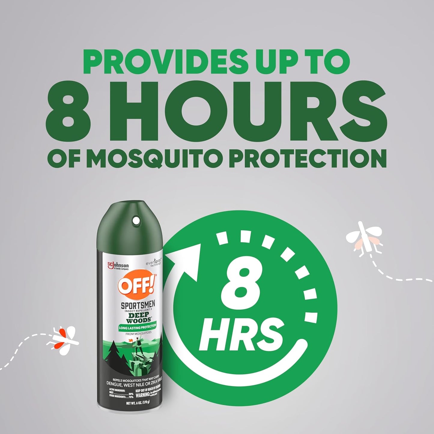 OFF! Deep Woods Sportsmen Insect Repellent Aerosol, Bug Spray Containing 30% Deet, Protects Against Mosquitoes, 6 Oz, 4 Count