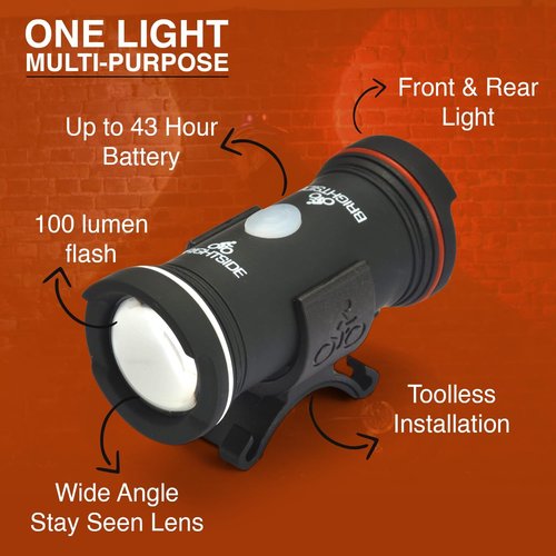 Brightside Bike Helmet Light. Stay-Seen Cycle Safety Light. Dual Front & Rear Bike Light for All Cyclists. Easy Fitting to Most Helmets. 43hr Run Time, 7 Modes, Waterproof & Rechargeable