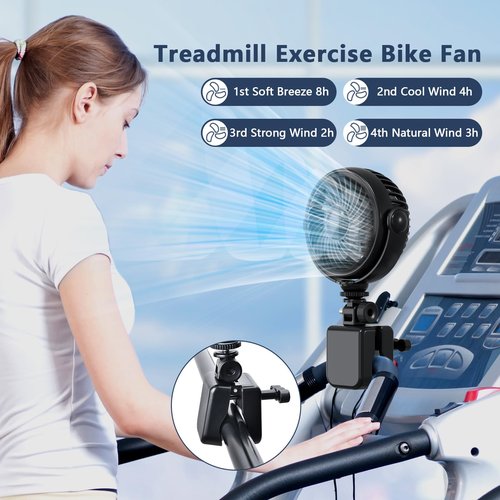 Nauttxon Rechargeable Peloton Bike Fan with Cotton Pads for Fragrance Drops, Clip Portable Battery Operated Fan for Treadmill Stationary Bike Exercise Stroller-Peloton Accessories-Black