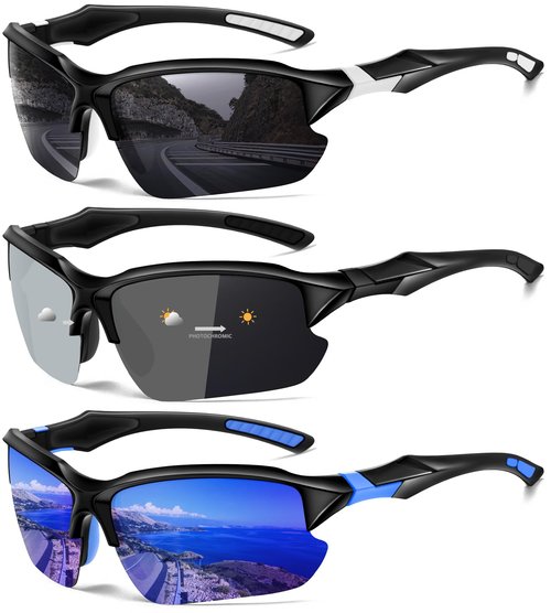 DioKiw Sports Polarized Sunglasses for Men Cycling Running Fishing UV Protection Sun Glasses Lightweight Half Frame Goggles-XH