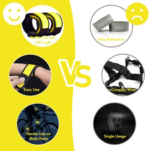 esonstyle 6 PCS LED Bracelets, LED Light Up Bracelets, Yellow LED Wristbands, Led Slap Bracelets for Walking, Running, Jogging, Concerts, Sports, Camping, Sporting Events, Party, Rave Accessories