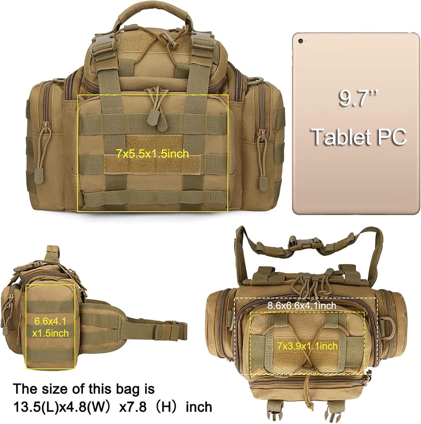 G4Free Sport Outdoor Waist Pack Tactical Sling Bag Hiking Fanny Pack Fishing Tackles