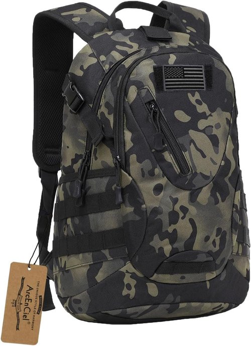 15L Tactical Motorcycle Backpack - Outdoor Camping & Trekking Rucksack with Patch