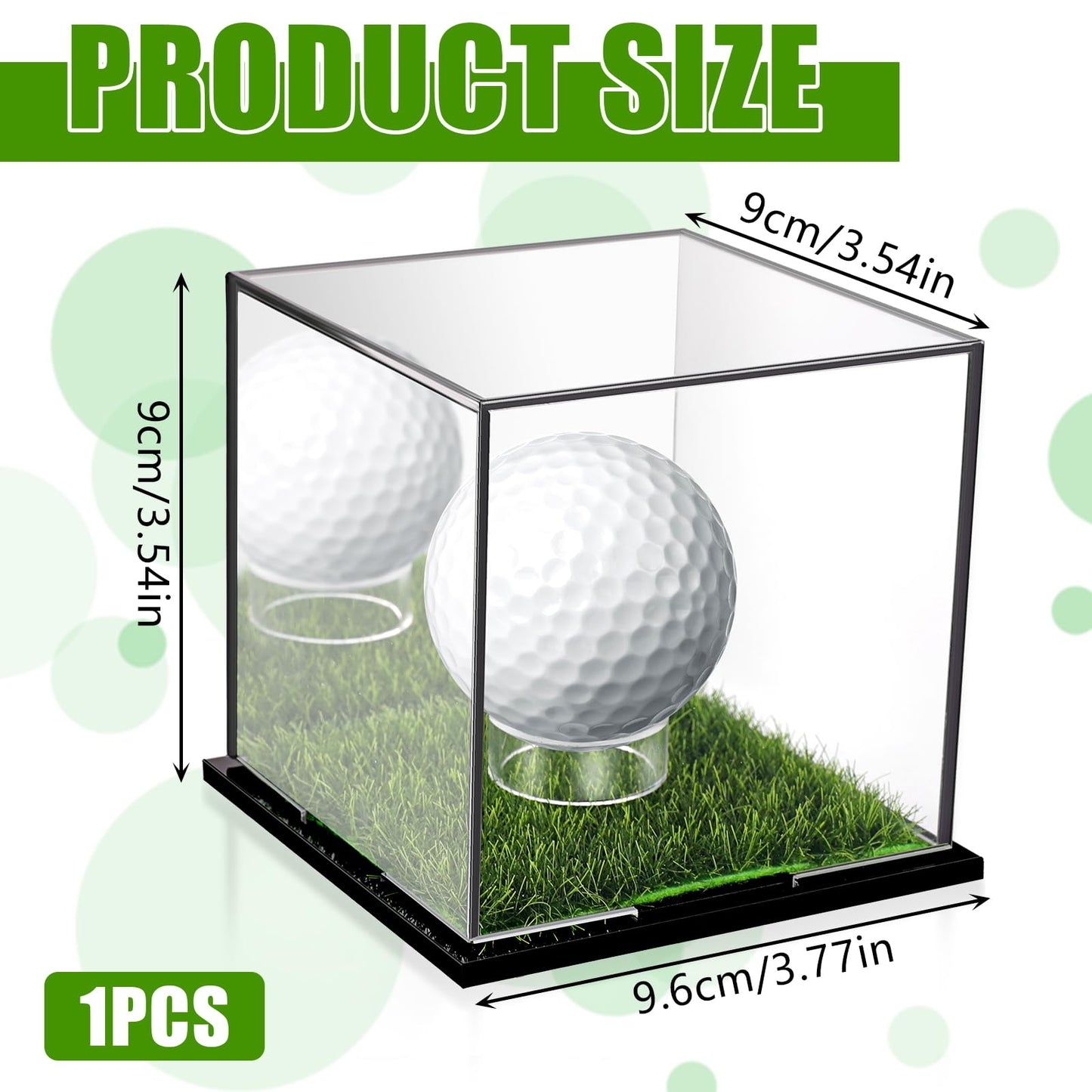 Golf Ball Display Case Small Golf Ball Case Acrylic Case Clear Display Box Square Display Holder Stand for Baseball Golf Ball Enthusiasts Collectibles, 3.9 x 4 x 3.9 Inch