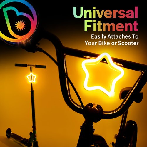 Brightz Star Shaped LED Bike Light - Cute Kids & Adults Bike Accessories for Night Riding - Use as Frame Light, Headlight or Taillight