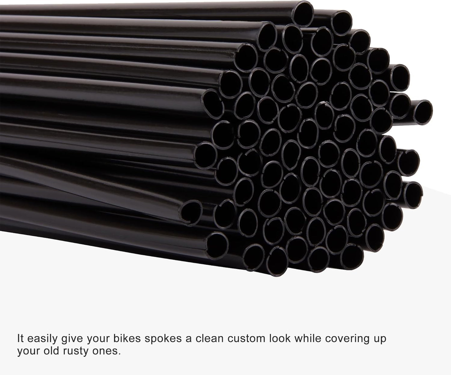 GOOFIT 72Pcs Motorcycle Spoke Skins Covers Coats Wheels Trim Cover Pipe Decorative Protective Wraps Kits for SUV Bicycle Off-Road Dirt Bike (Black)