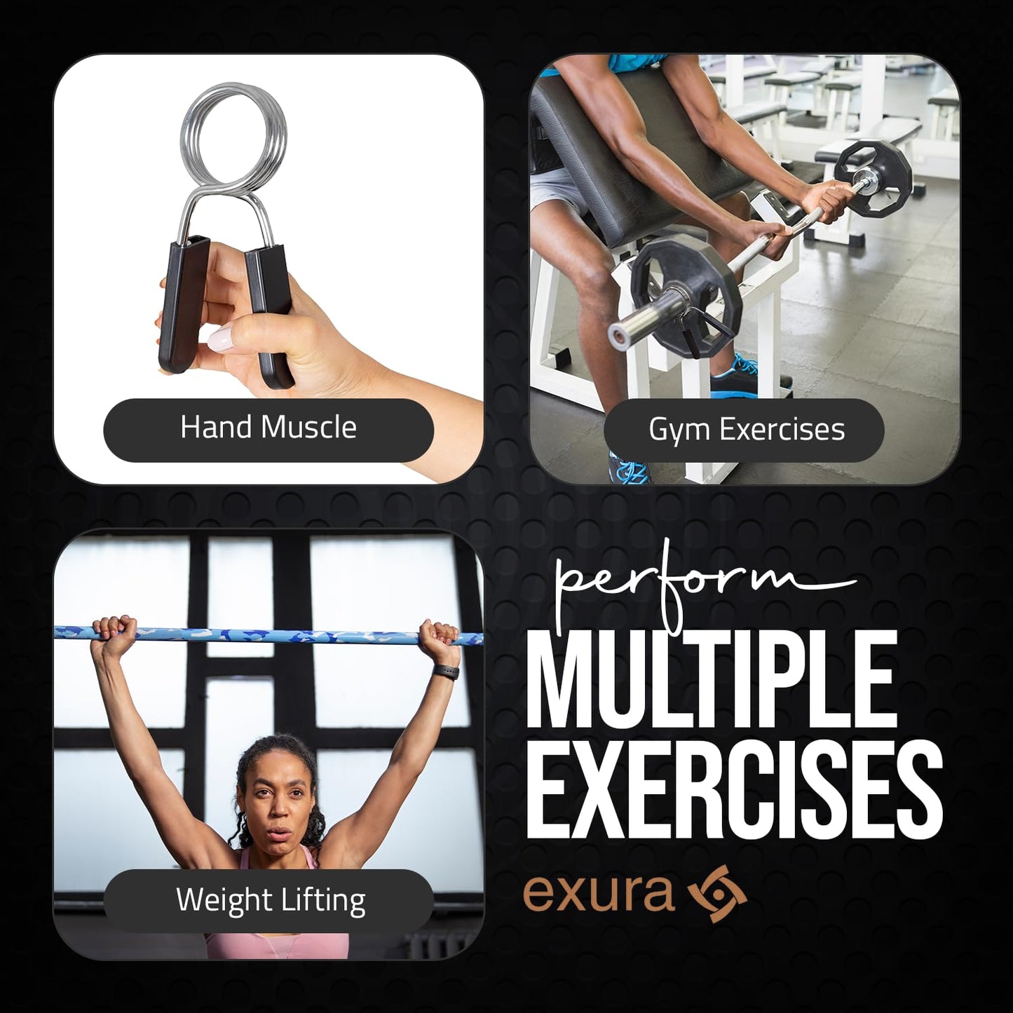 Exura Pack of 2 pairs of Spring Collars 1&2 inch(25mm &50mm) Barbell Clips, Barbell clamps, 2 Pairs of Barbell Collars, Olympic Barbell Clamps Set, Weight Clips For Bars, Weight Bar Clamps