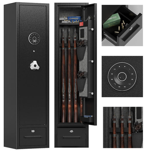 Gun Safe for Rifles and Pistols Gun Safes for 4 Rifles Gun Cabinet for Rifles and Shotguns Steel Rifle Safes for Home Clearance Gun Safe Gun Safes & Cabinets with Drawer Removable Shelf Gun Rack