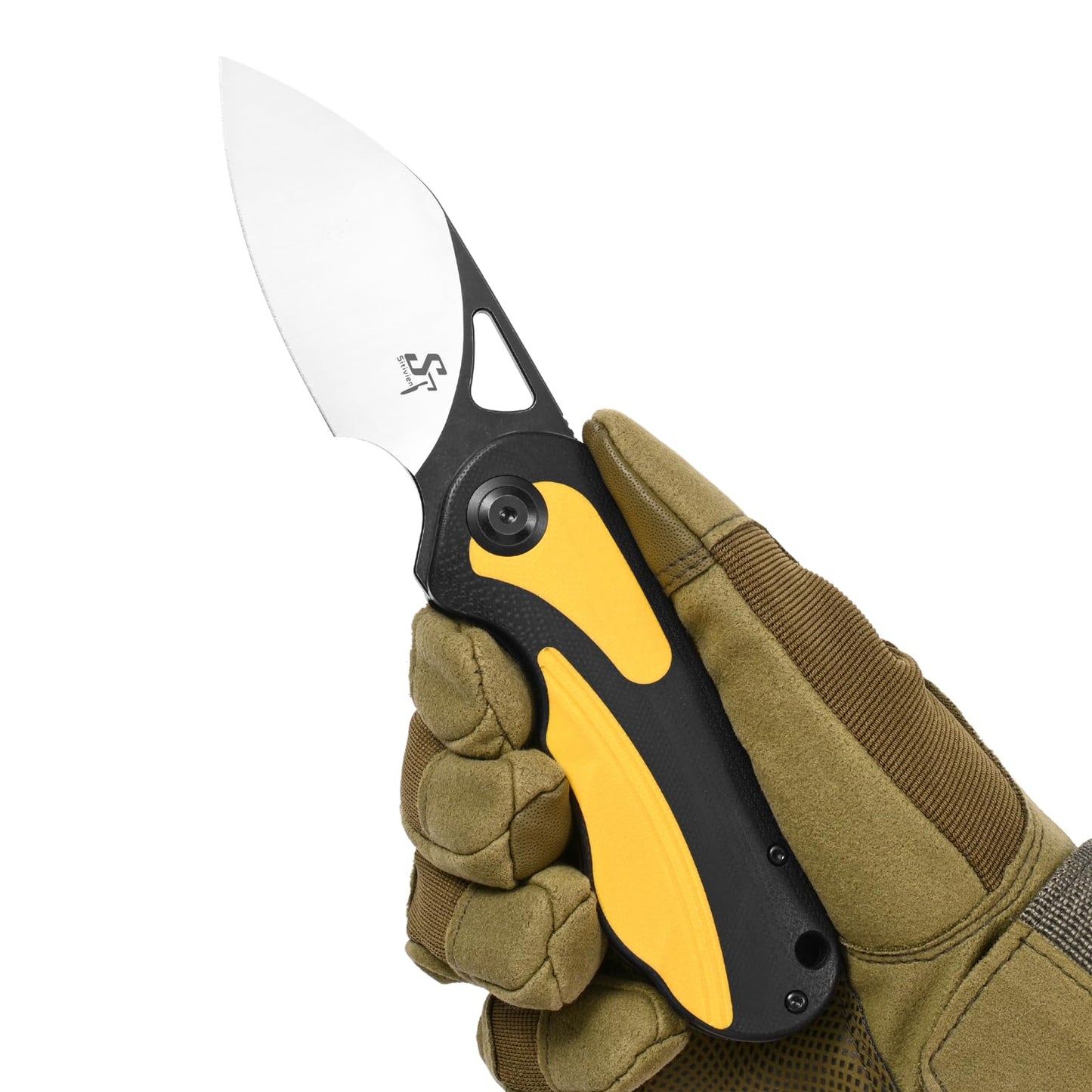 Sitivien ST156 Pocket Folding Knife, Sandvik 14C28N Steel Blade with G10 Handle,Chinese Zodiac Series EDC Tool Knifes for Camping Hiking Survival Fishing(Yellow)