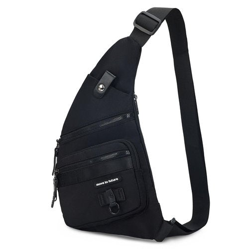 Qidelong Sling Bag Anti-theft Crossbody Chest Shoulder Backpack Women Men, Lightweight Personal Pocket Bag for Hiking Travel (Black)