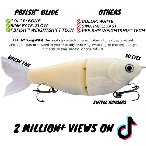 PBFish Glide Bait Slow Sinking Wide S Motion Smooth Glide Strong Hooks 6 Inches Bass Musky Pike Big Fish